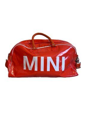 Official BMW MINI Cooper Big Duffle Bag Orange Patent Vinyl Weekender Travel Gym